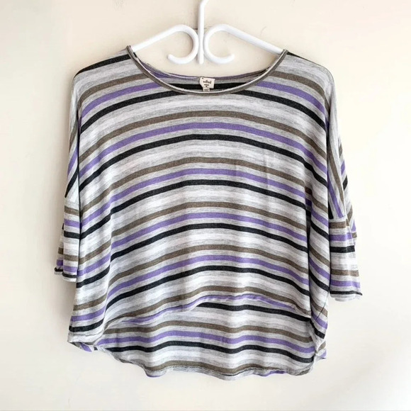 Aritzia Wilfred T-shirt Cropped stripes boxy fit short sleeve Gray Size XS - Picture 5 of 14